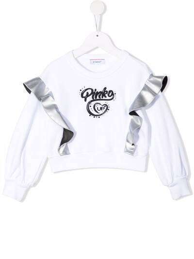 Pinko Kids толстовка с оборками и вышитым логотипом