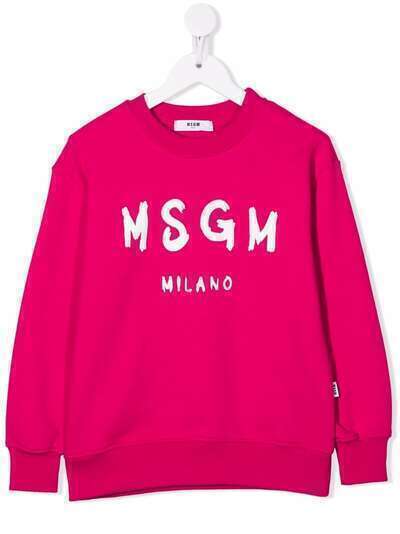 MSGM Kids logo-print crew neck sweatshirt