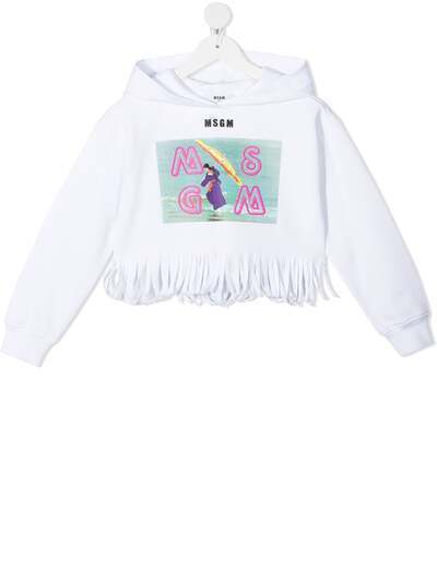 MSGM Kids худи с бахромой и логотипом