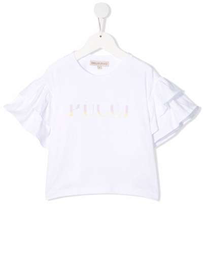 Emilio Pucci Junior футболка с оборками и логотипом