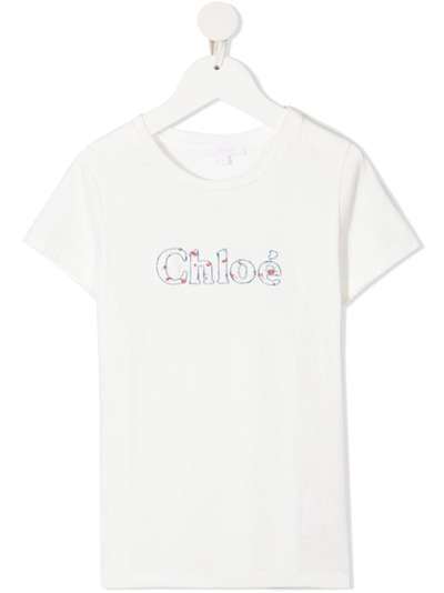 Chloé Kids футболка с вышитым логотипом