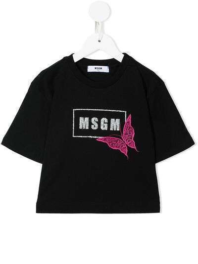 MSGM Kids футболка с вышивкой