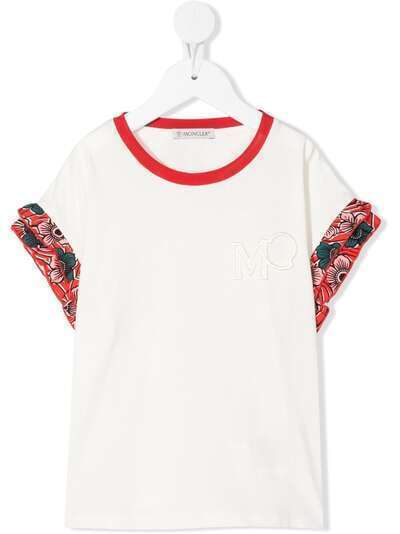 Moncler Enfant футболка с оборками и цветочным принтом