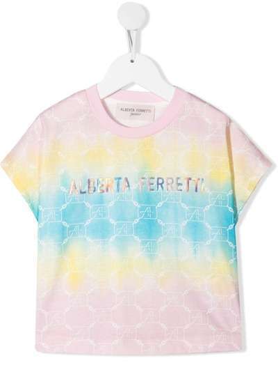 Alberta Ferretti Kids футболка с принтом тай-дай и логотипом