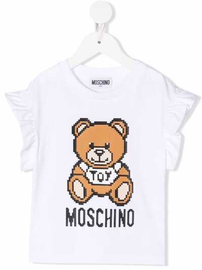 Moschino Kids футболка с оборками и принтом Teddy Bear