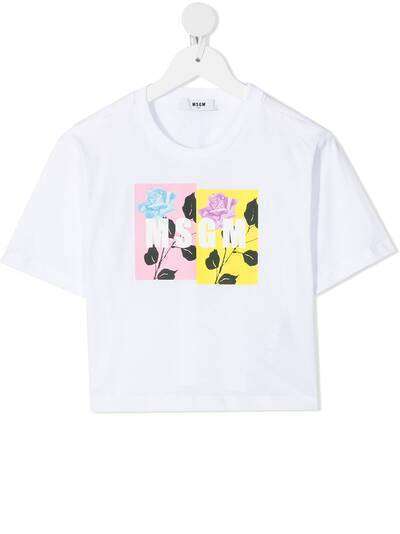 MSGM Kids футболка с цветочным принтом