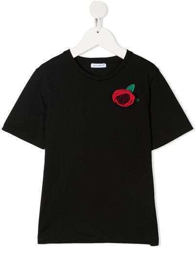 Dolce & Gabbana Kids футболка с цветочной аппликацией