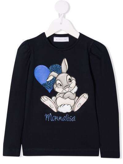 Monnalisa футболка Thumper с длинными рукавами и логотипом
