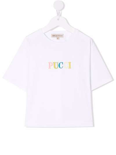 Emilio Pucci Junior футболка с нашивкой-логотипом