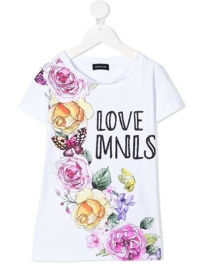 Monnalisa футболка с цветочным принтом