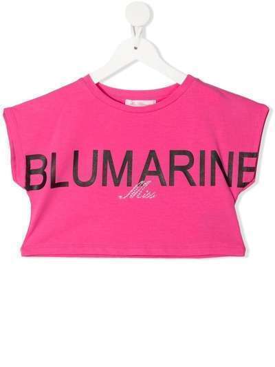 Miss Blumarine укороченная футболка с логотипом и пайетками
