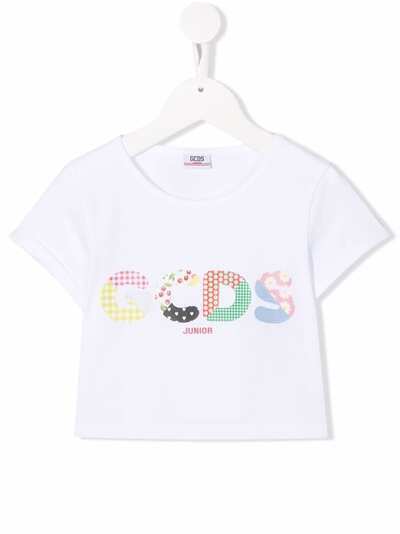 Gcds Kids cropped logo-print T-shirt