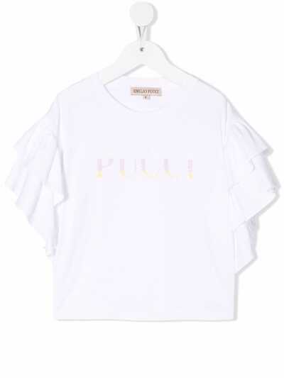Emilio Pucci Junior футболка с оборками и логотипом
