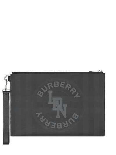 Burberry клатч в клетку London Check с логотипом LDN 8022559