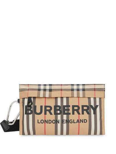 Burberry клатч в полоску Icon Stripe с логотипом и молнией 8015050