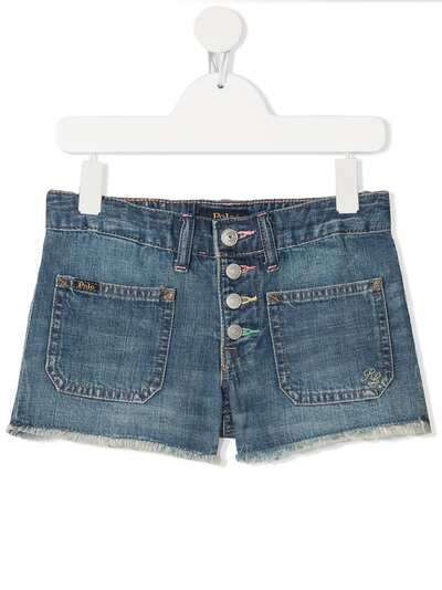 Ralph Lauren Kids джинсовые шорты с бахромой