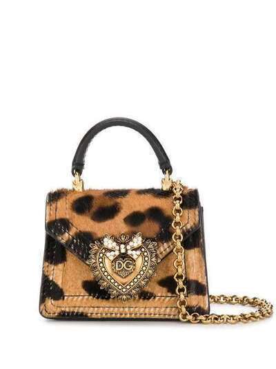 Dolce & Gabbana мини-сумка Devotion с леопардовым принтом BI1400AX663