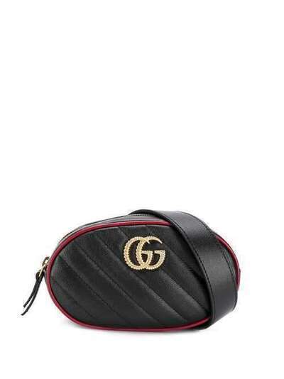 Gucci стеганая поясная сумка с узором GG Marmont 4764340OLFX