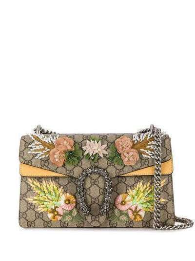Gucci сумка Dionysus с узором GG Supreme и цветочным декором 4002499U8LN