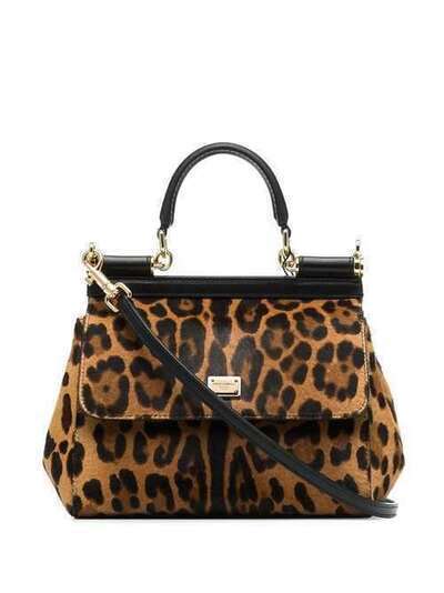 Dolce & Gabbana маленькая сумка-тоут Sicily с леопардовым принтом BB6003AZ392