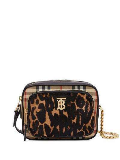 Burberry каркасная сумка в клетку Vintage Check с леопардовым принтом 8023108