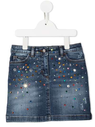 Dolce & Gabbana Kids джинсовая юбка с кристаллами
