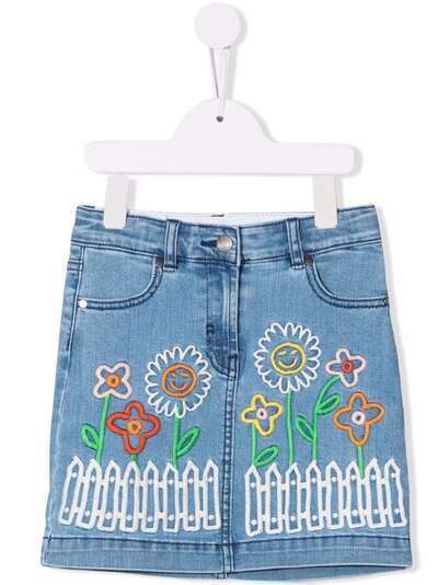 Stella McCartney Kids джинсовая юбка с вышивкой