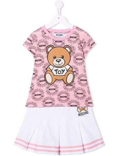 Moschino Kids юбка Teddy Bear со складами и логотипом