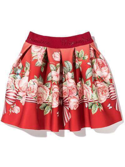 Monnalisa юбка со складками и цветочным принтом