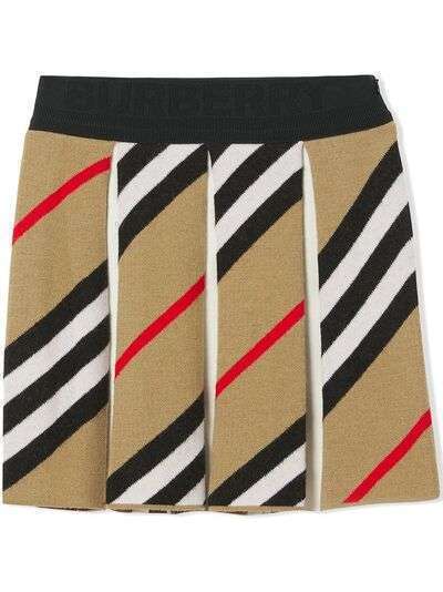 Burberry Kids плиссированная юбка с полосками Icon Stripe