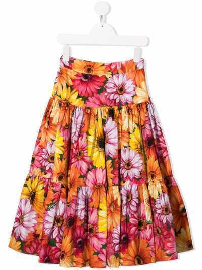 Dolce & Gabbana Kids ярусная юбка миди с цветочным принтом