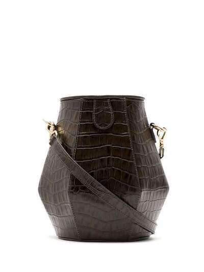 Framed crocodile-embossed bucket bag 32270