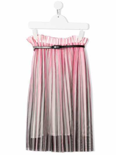 Karl Lagerfeld Kids плиссированная юбка макси со вставкой из тюля