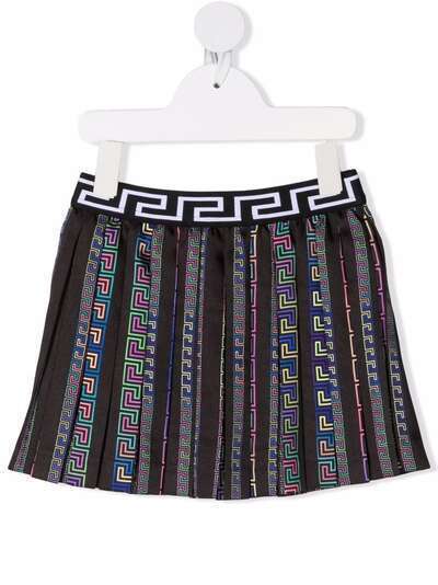 Versace Kids плиссированная юбка с принтом Greca