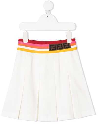 Fendi Kids юбка со складками и логотипом на поясе