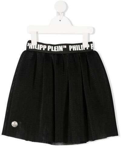 Philipp Plein Junior пышная юбка с логотипом на поясе