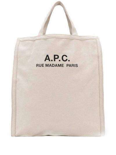 A.P.C. большая сумка-тоут с логотипом H61318CODBMBAA