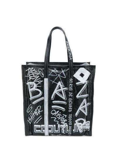 Balenciaga сумка-шоппер 'Bazar M' с принтом в стиле граффити 4807920FE0N