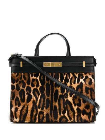 Saint Laurent маленькая сумка Manhattan с леопардовым принтом 5687021EU1W