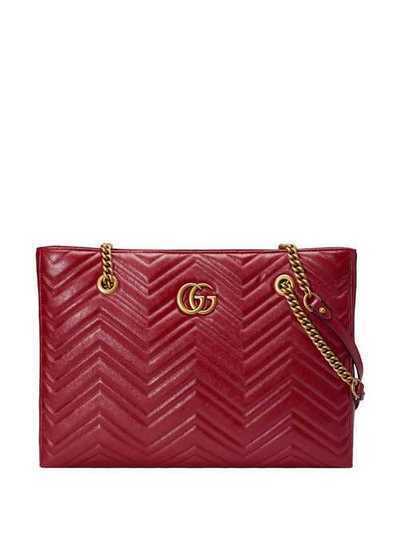 Gucci стеганая сумка-тоут 'GG Marmont' среднего размера