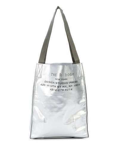 Rag & Bone сумка-тоут с эффектом металлик и логотипом WHH1910009V00ALUM