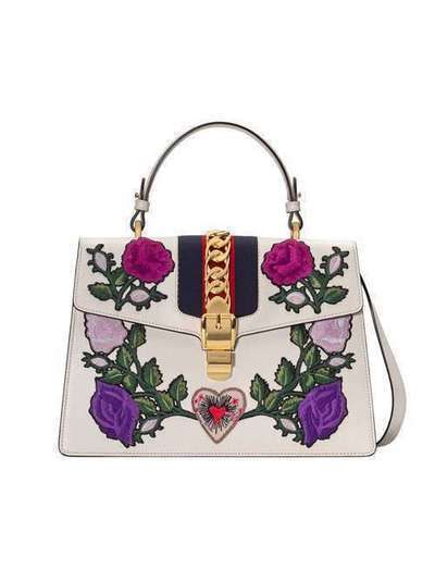 Gucci сумка 'Sylvie' среднего размера с вышивкой 431665D4ZRG