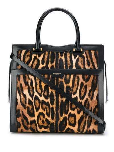 Saint Laurent сумка-тоут с леопардовым принтом 5576541EU2J