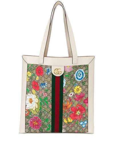 Gucci сумка-тоут Ophidia с логотипом GG и узором Flora 519335HWHBC