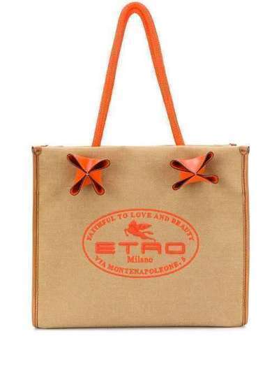 Etro фактурная сумка-тоут с логотипом 1N0378743