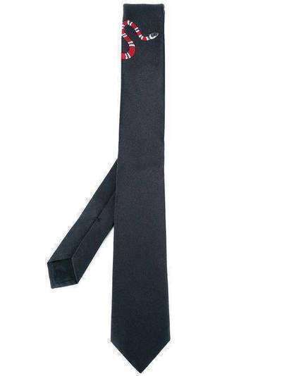 Gucci галстук с вышивкой змеи 4521714E002
