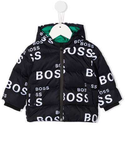 BOSS Kidswear пуховик на молнии с логотипом