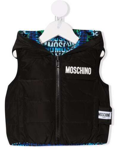 Moschino Kids жилет с капюшоном и логотипом