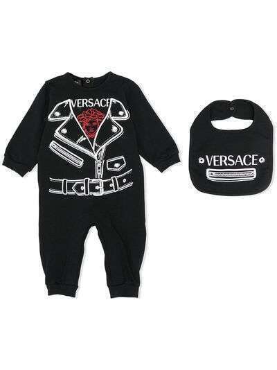 Versace Kids комплект из ромпера и нагрудника с принтом