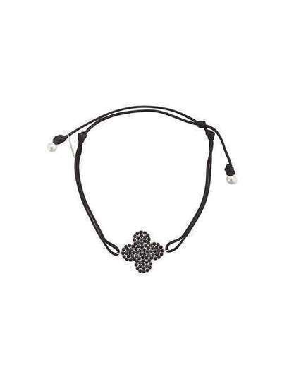 Hues Clover pendant bracelet CLOVERBRACELETBLKPAVESILVERUNDER